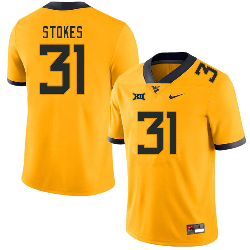 Men #31 Christion Stokes West Virginia Mountaineers College Football Jerseys Sale-Gold - Click Image to Close